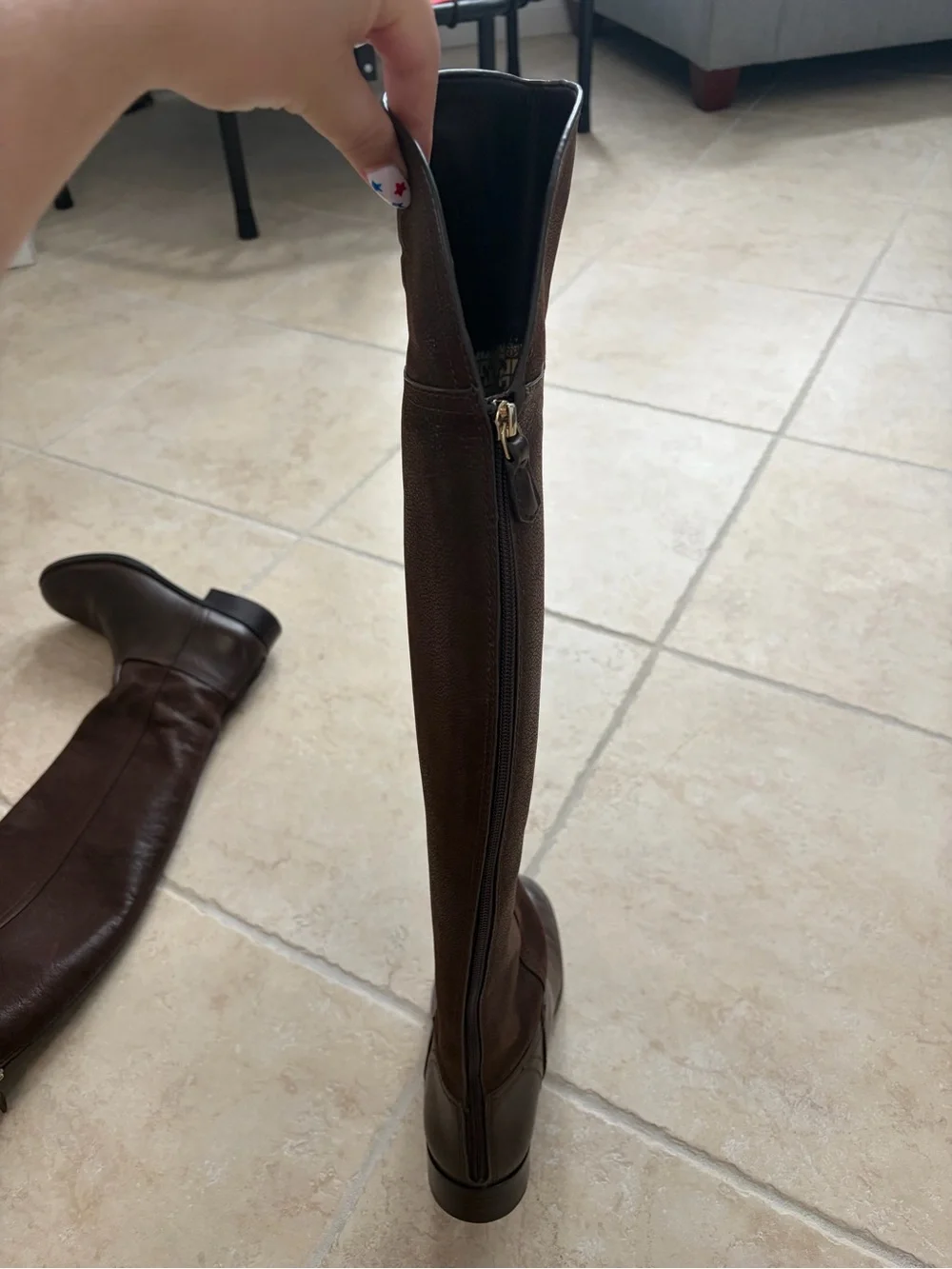 Tory Burch Simone Over-the-Knee 35MM Boot in Chocolate Brown Vegan Leather